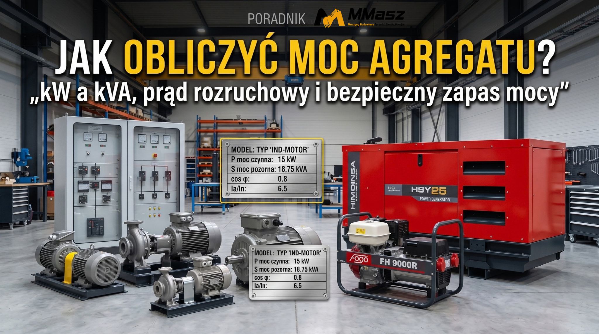 Jak dobrać moc agregatu prądotwórczego? kW, kVA i prąd rozruchowy bez zbędnej teorii